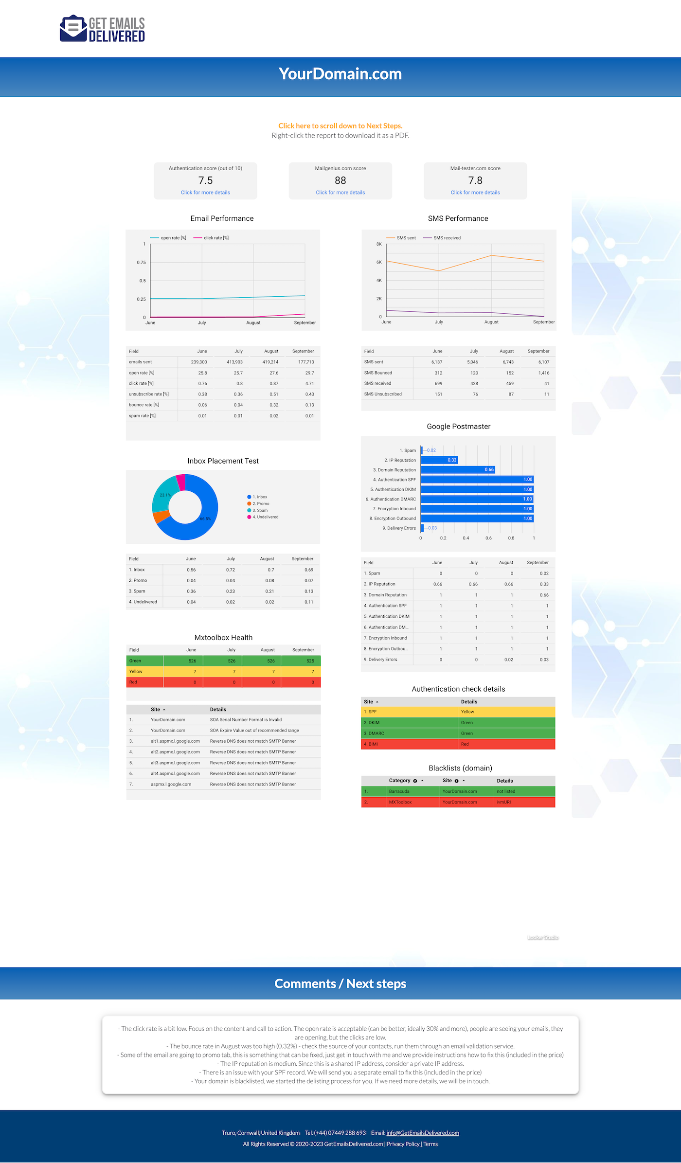 Email Performance Report Sample