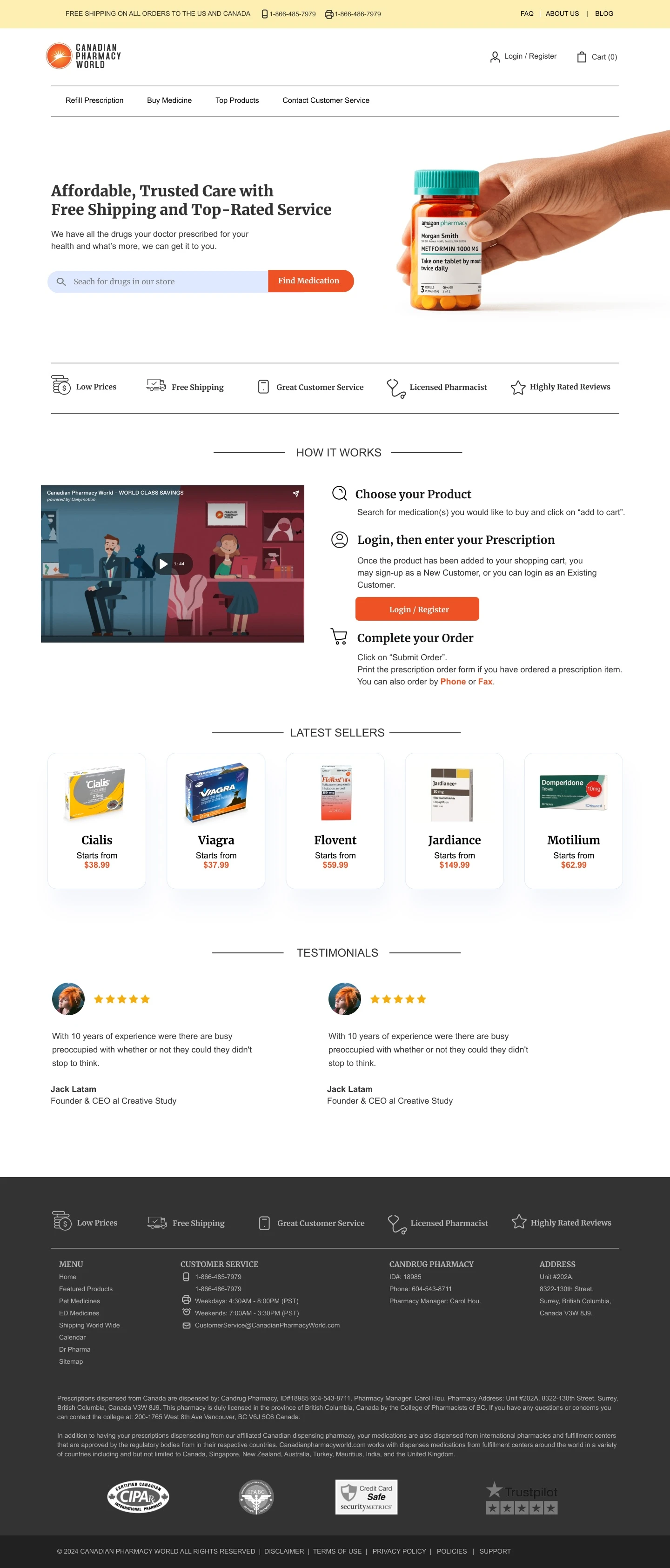 Canadian Pharmacy World Homepage Mockup